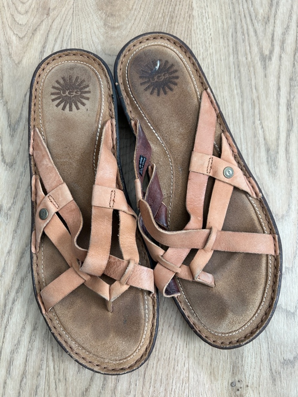 UGG Lanni Brown Leather Sandals Size 10 - Picture 5 of 7